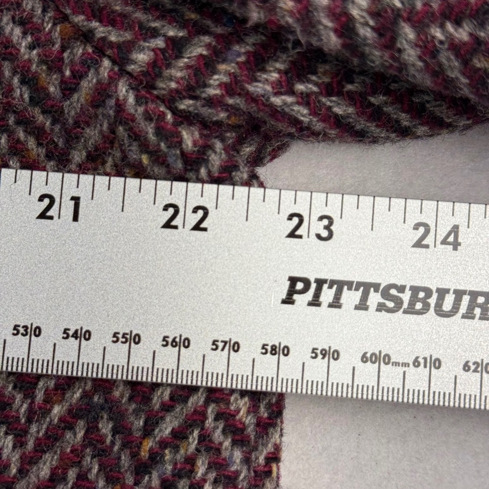 Vintage J.G. Hook Burgundy Herringbone Wool Double Breasted Overcoat USA Made - Picture 6 of 7